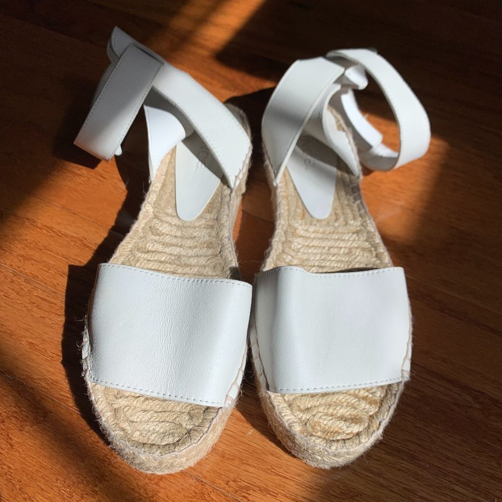 Vince White Espadrille Sandals with Ankle Strap